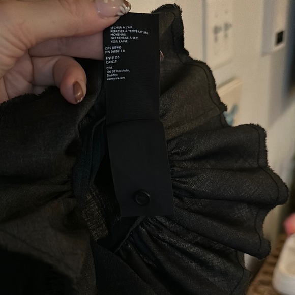 COS | Elegant Wool Black Ruffle Hem Blouse - Picture 7 of 15